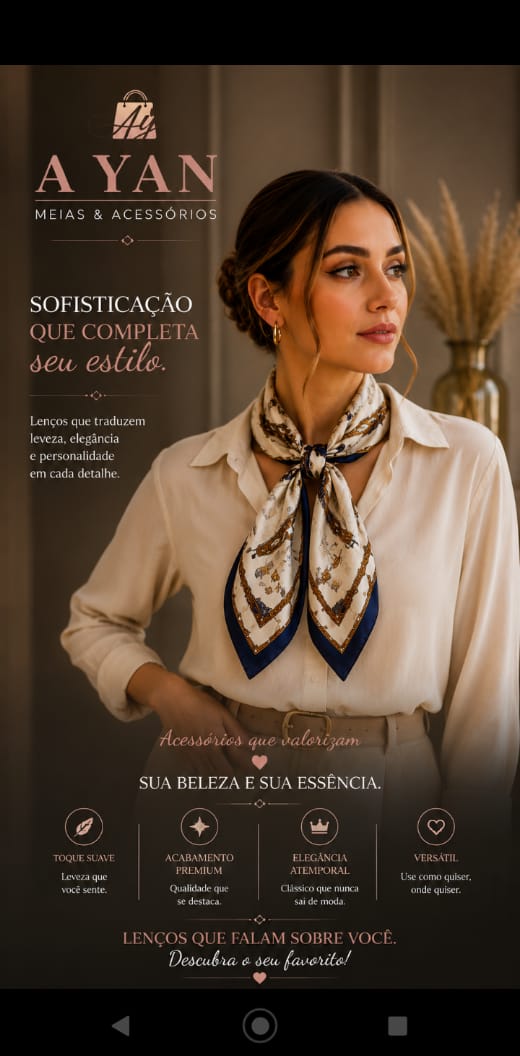 Modelo usando lenço fashion no pescoço